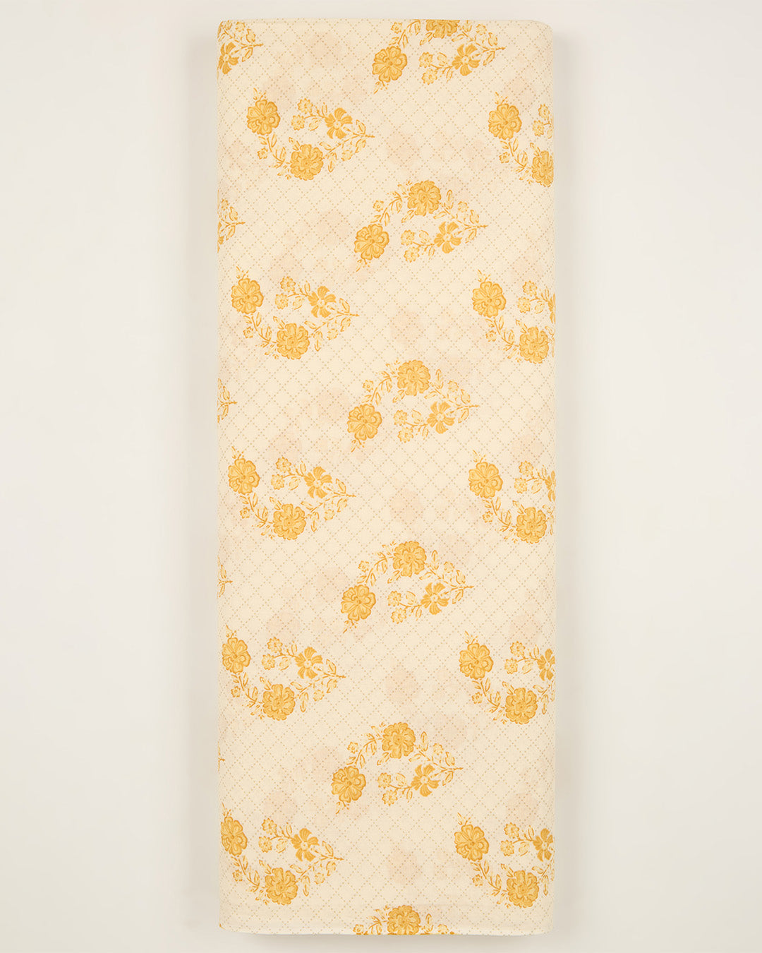 Cream Yellow Cotton Jaipur Printed Fabric