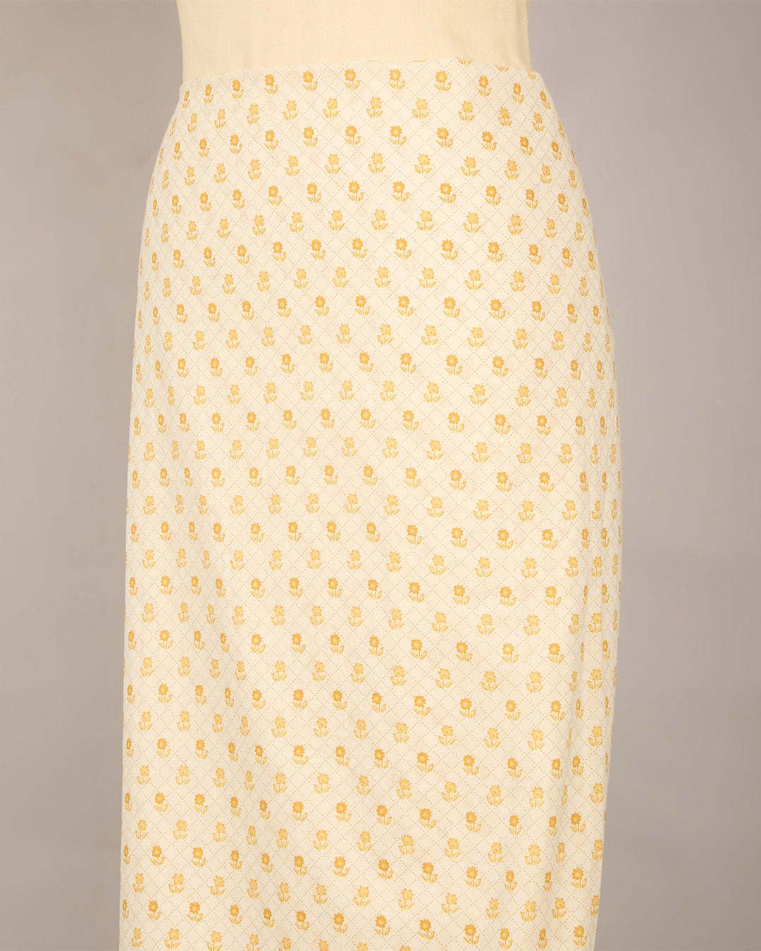 Cream Yellow Cotton Jaipur Printed Fabric