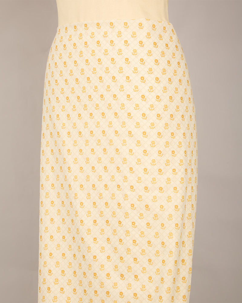 Cream Yellow Cotton Jaipur Printed Fabric