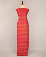 Dark Pink Cotton Silk Ikat Fabric - Deep Tone Traditional Weave