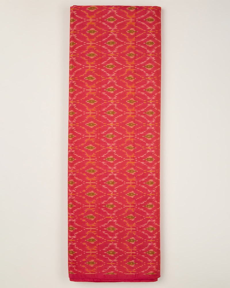 Dark Pink Cotton Silk Ikat Fabric