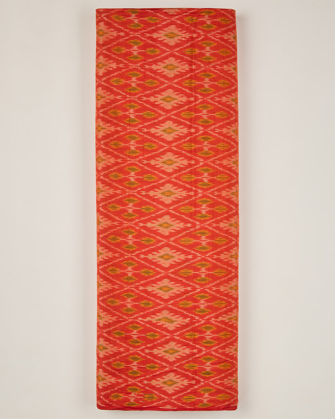 Dark Red Cotton Silk Ikat Fabric