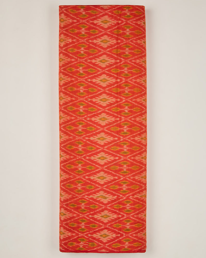Dark Red Cotton Silk Ikat Fabric