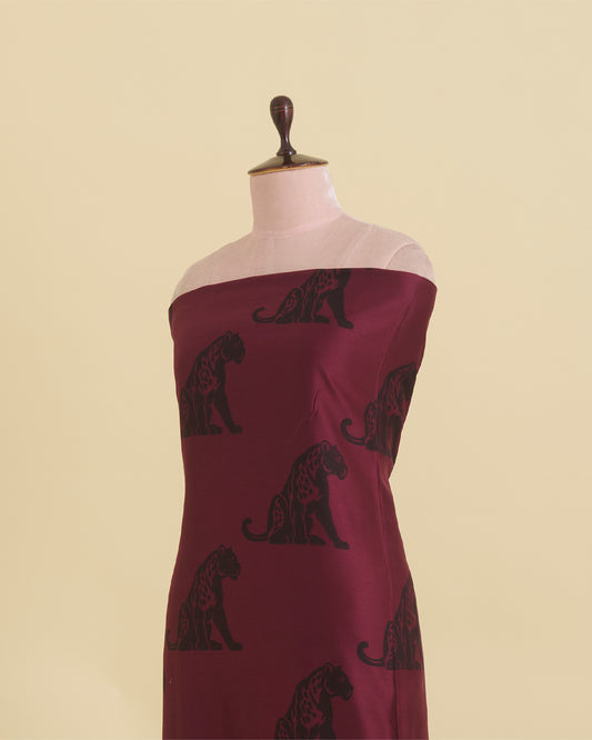 Deep Maroon Chanderi Hand Block Figure