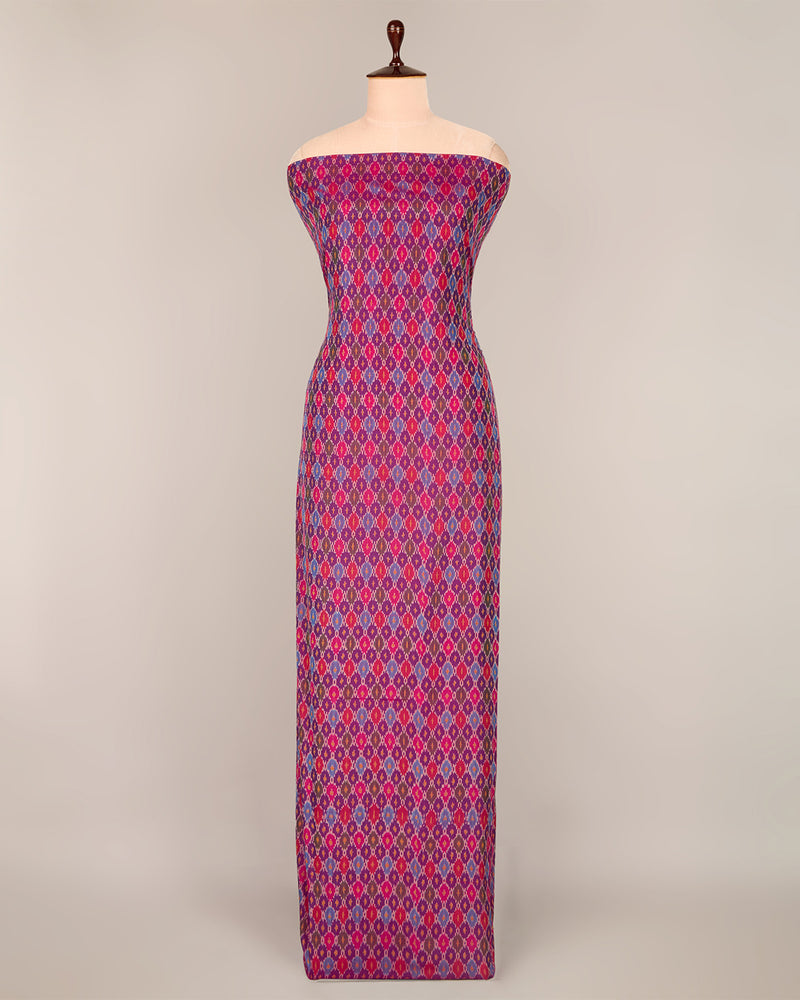 Dark Purple Cotton Silk Ikat Fabric