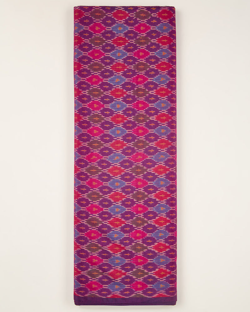 Dark Purple Cotton Silk Ikat Fabric