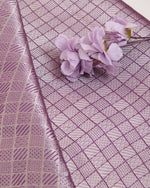 Dark Purple Chanderi Jacquard Fabric with Geometric Weave