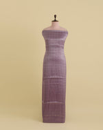 Dark Purple Chanderi Jacquard Fabric with Geometric Weave