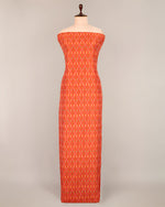 Dark Red Cotton Silk Ikat Fabric with Traditional Handwoven Pattern