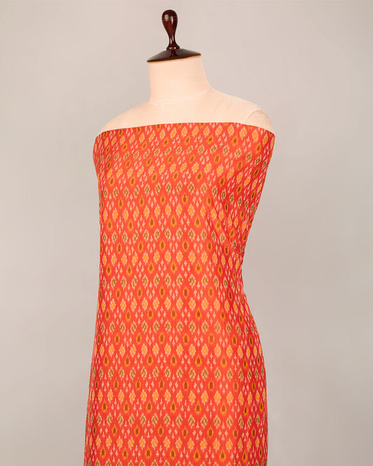 Red Cotton Silk Ikat Fabric