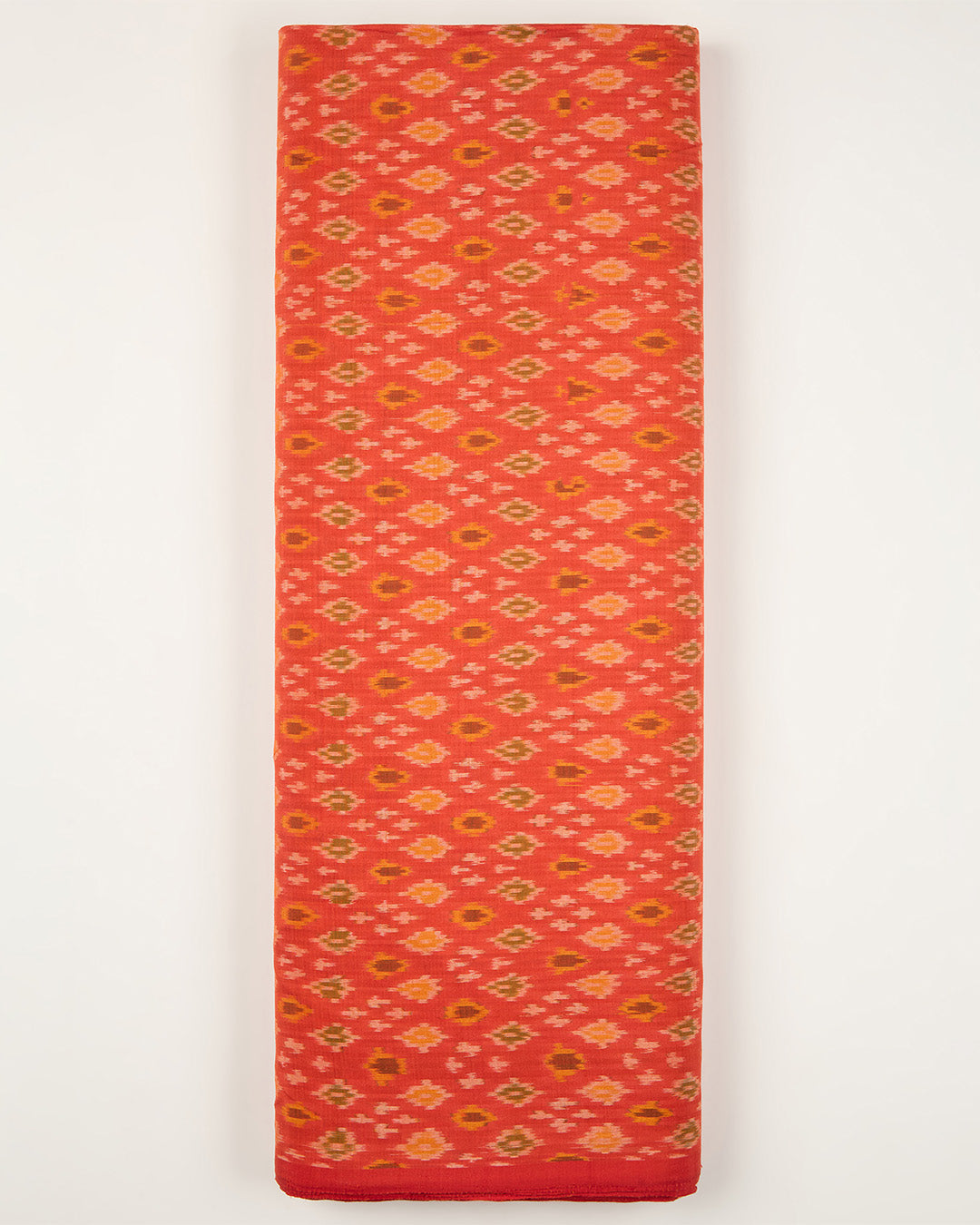 Red Cotton Silk Ikat Fabric
