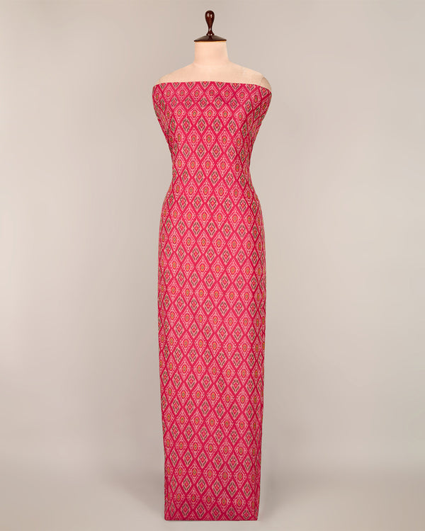 Fuchsia Pink Cotton Silk Ikat Fabric