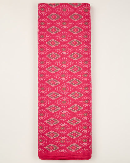 Fuchsia Pink Cotton Silk Ikat Fabric