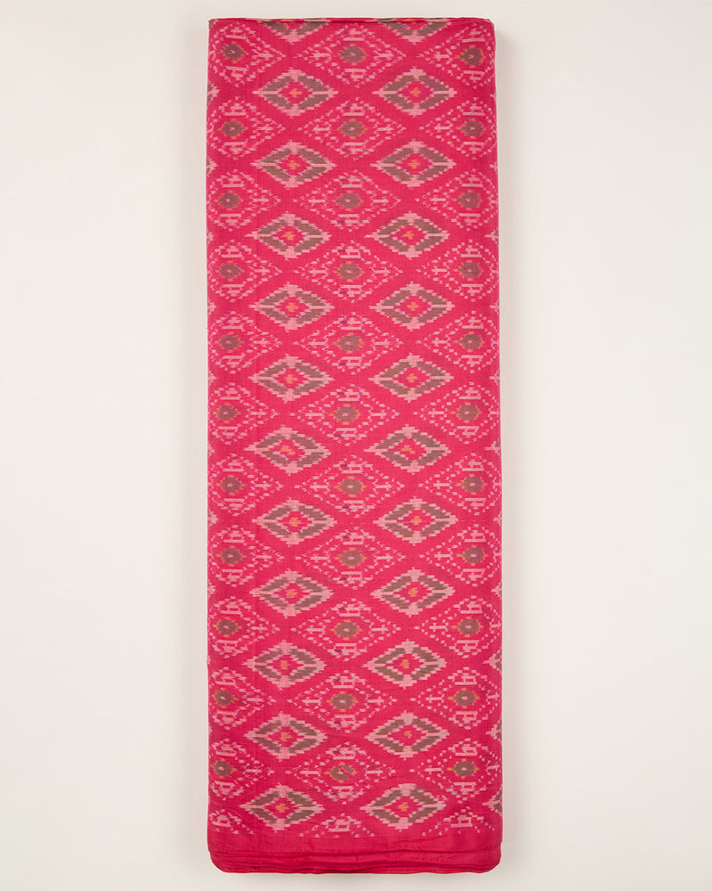 Fuchsia Pink Cotton Silk Ikat Fabric