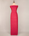 Fuchsia Pink Cotton Silk Ikat Fabric with vibrant pattern