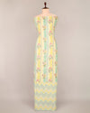 Green Yellow Cotton Jaipuri Block Stripes & Geometric Fabric