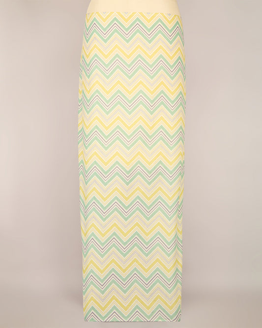 Green Yellow Cotton Jaipuri ZigZag Printed Fabric