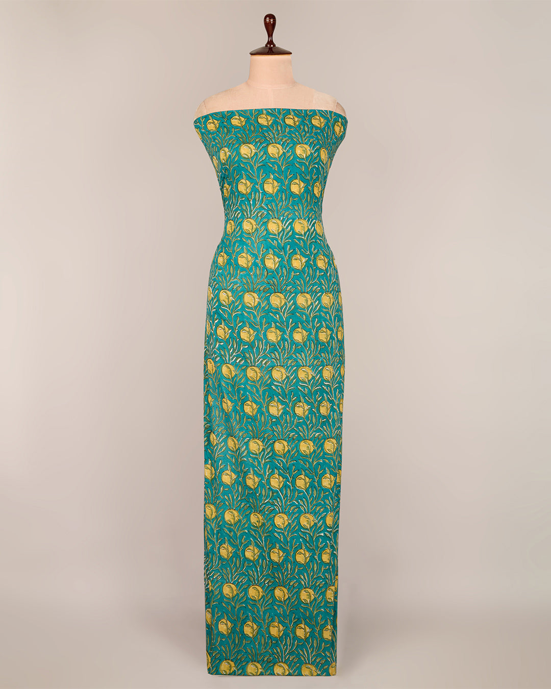 Cotton Jaipuri Block Jaal Printed Fabric in Green