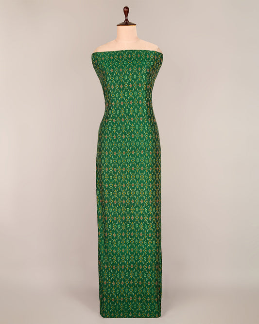 Cotton Silk Ikat Fabric in Green