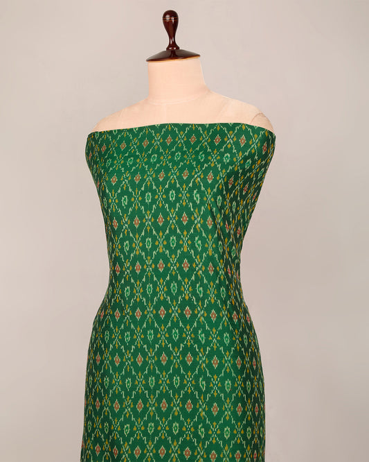 Green Cotton Silk Ikat Fabric
