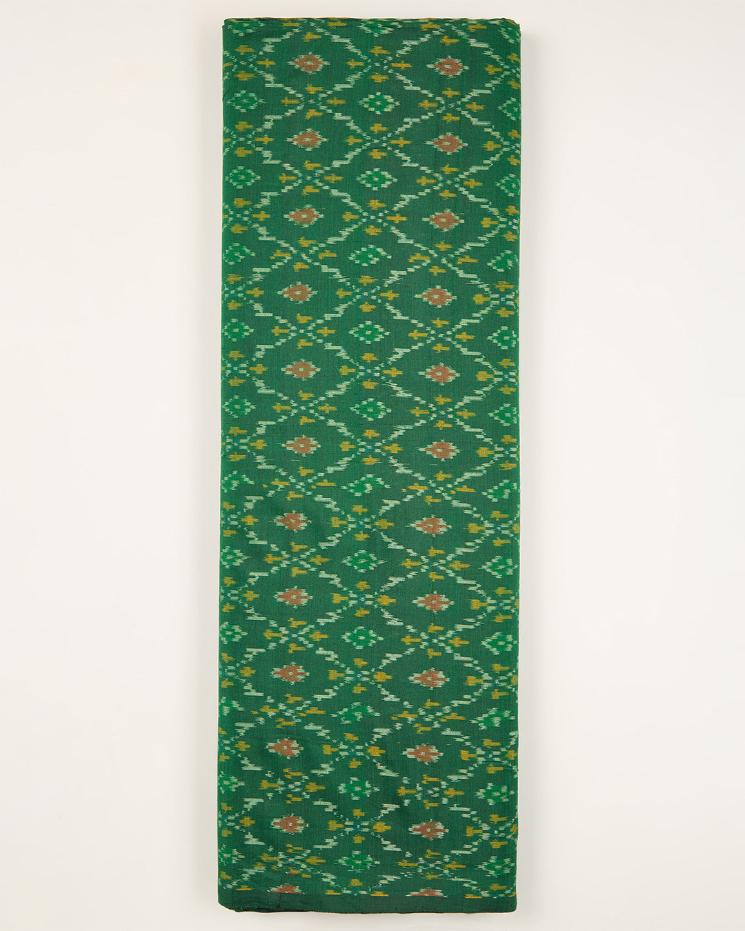 Green Cotton Silk Ikat Fabric