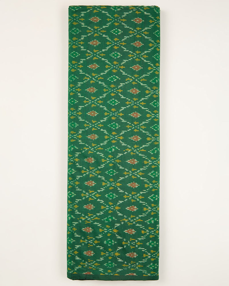 Green Cotton Silk Ikat Fabric