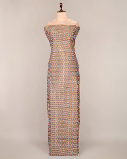 Dim Grey Cotton Silk Ikat Fabric