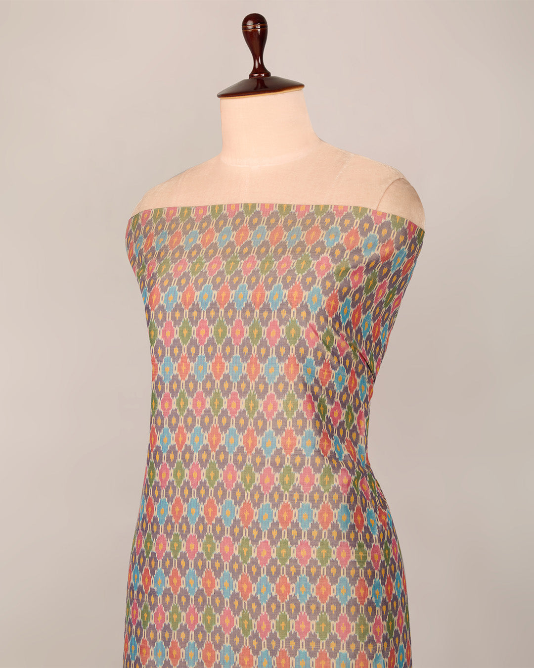 Dim Grey Cotton Silk Ikat Fabric