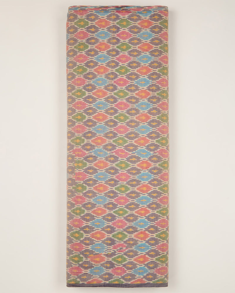 Dim Grey Cotton Silk Ikat Fabric