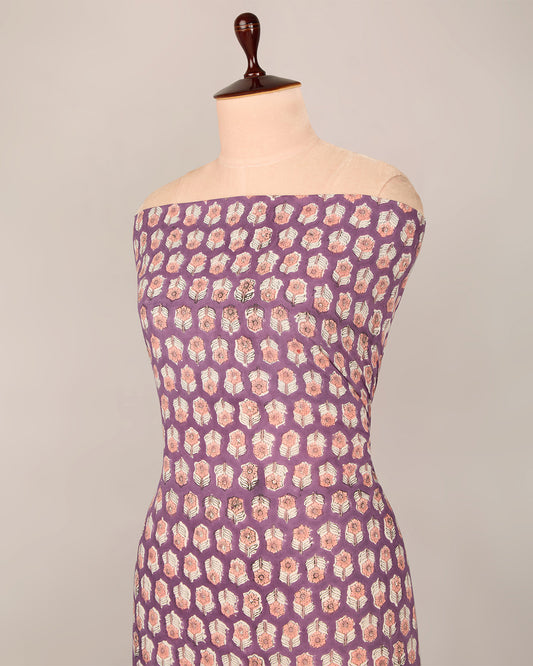 Cotton Jaipuri Block Jaal Printed Fabric - Grape Wine