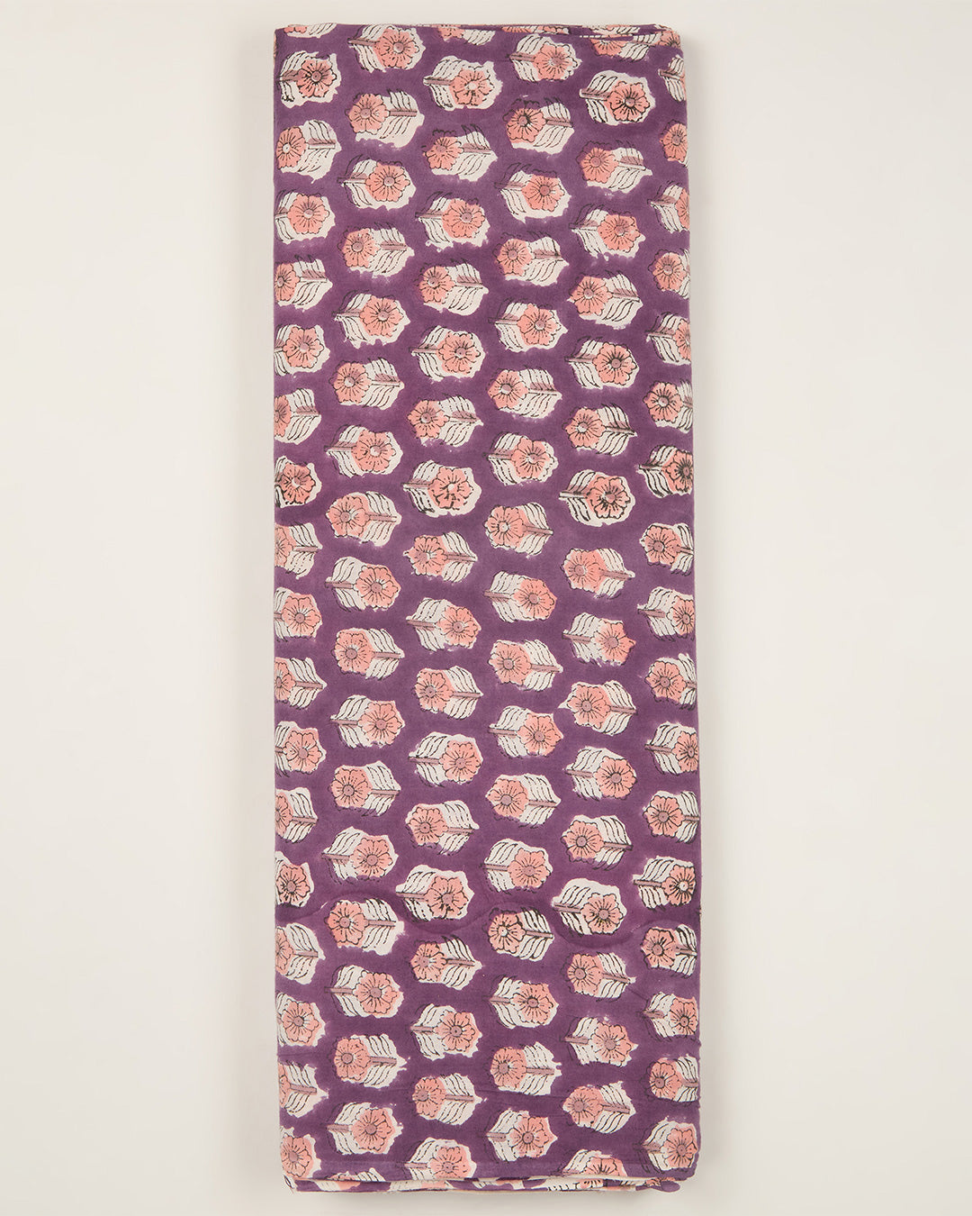 Cotton Jaipuri Block Jaal Printed Fabric - Grape Wine