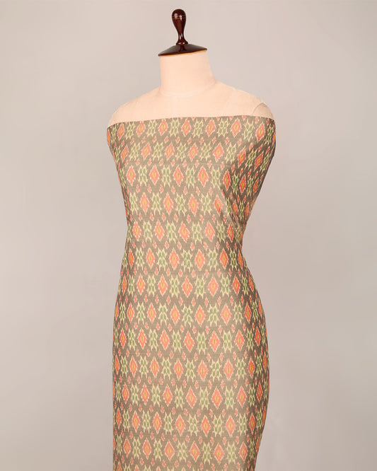 Grey Cotton Silk Ikat Fabric