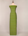 Green Cotton Silk Ikat Fabric with Traditional Handwoven Pattern