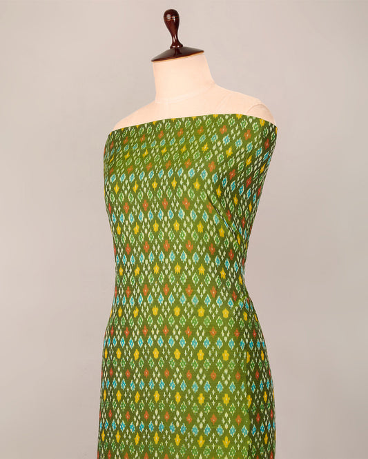 Green Cotton Silk Ikat Fabric