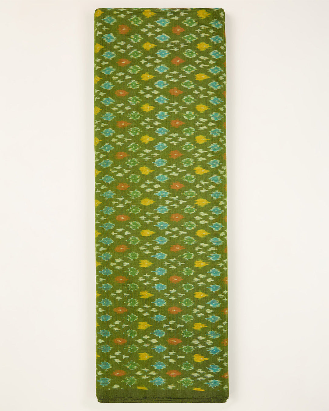 Green Cotton Silk Ikat Fabric