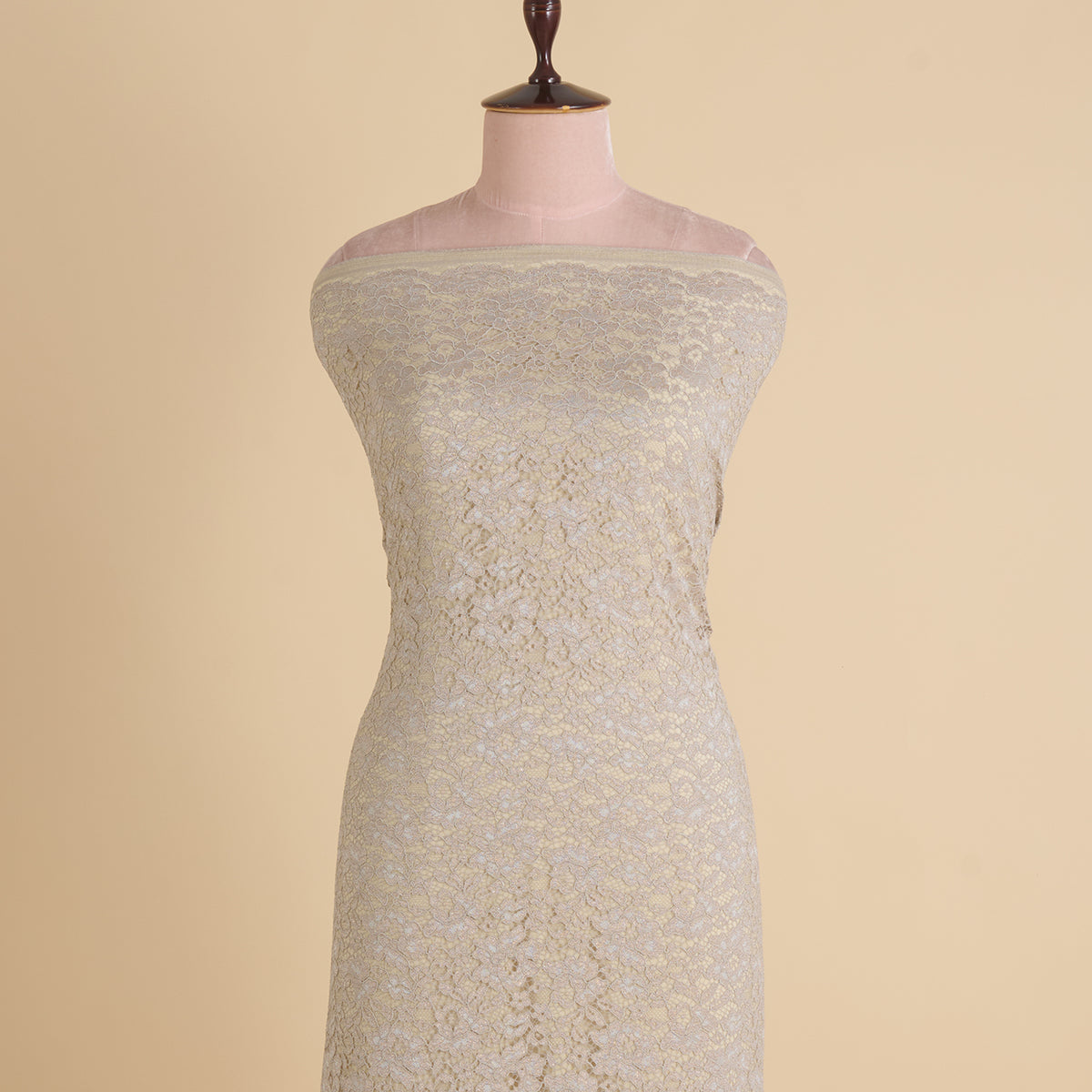 Grey Chantilly Lace with Gold Shimmer Fabric