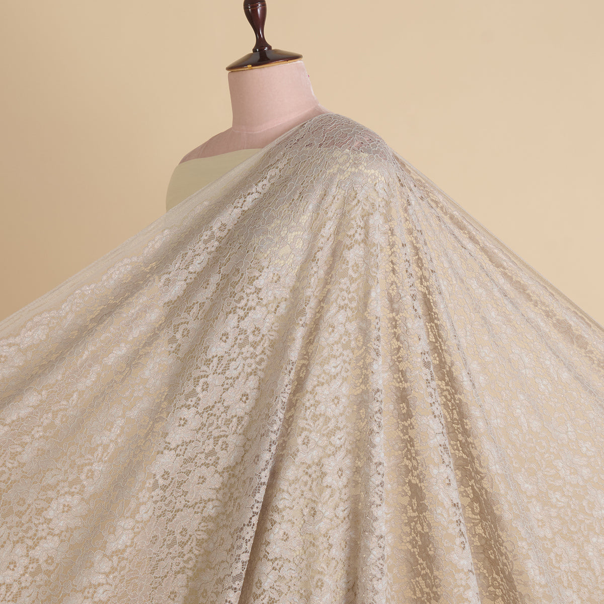 Grey Chantilly Lace with Gold Shimmer Fabric