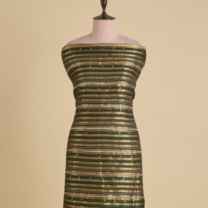 Green Chanderi Zari Badla Gota Fabric