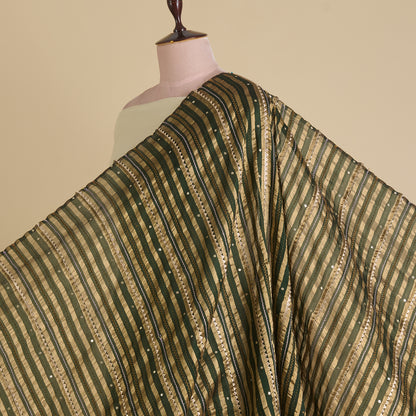 Green Chanderi Zari Badla Gota Fabric