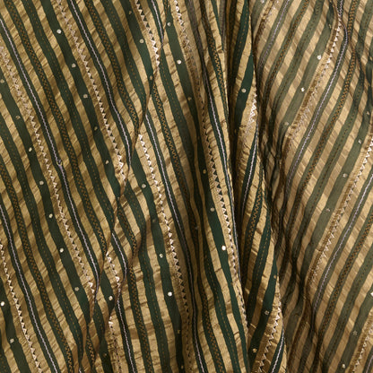 Green Chanderi Zari Badla Gota Fabric