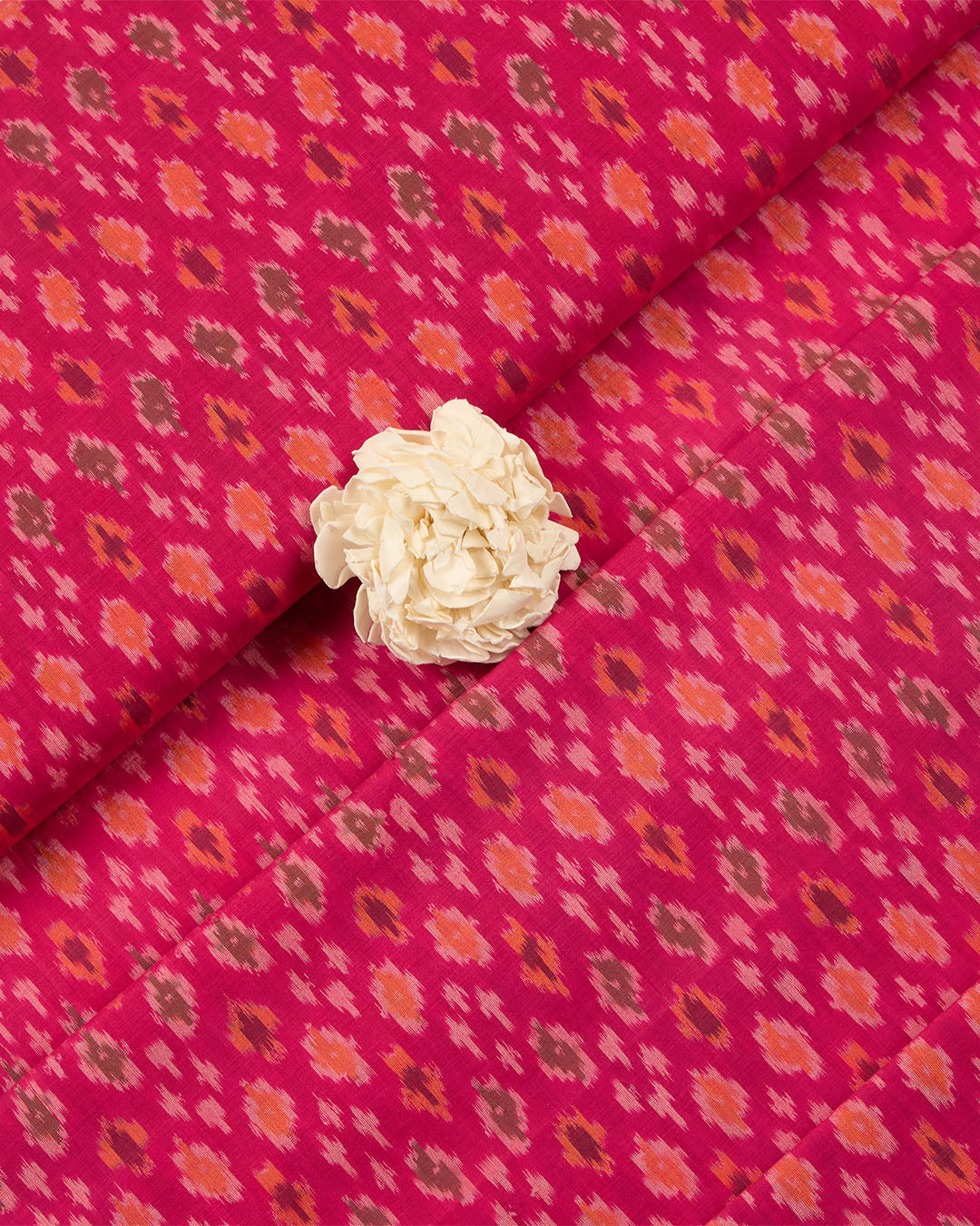 Hot Pink Cotton Silk Ikat Fabric