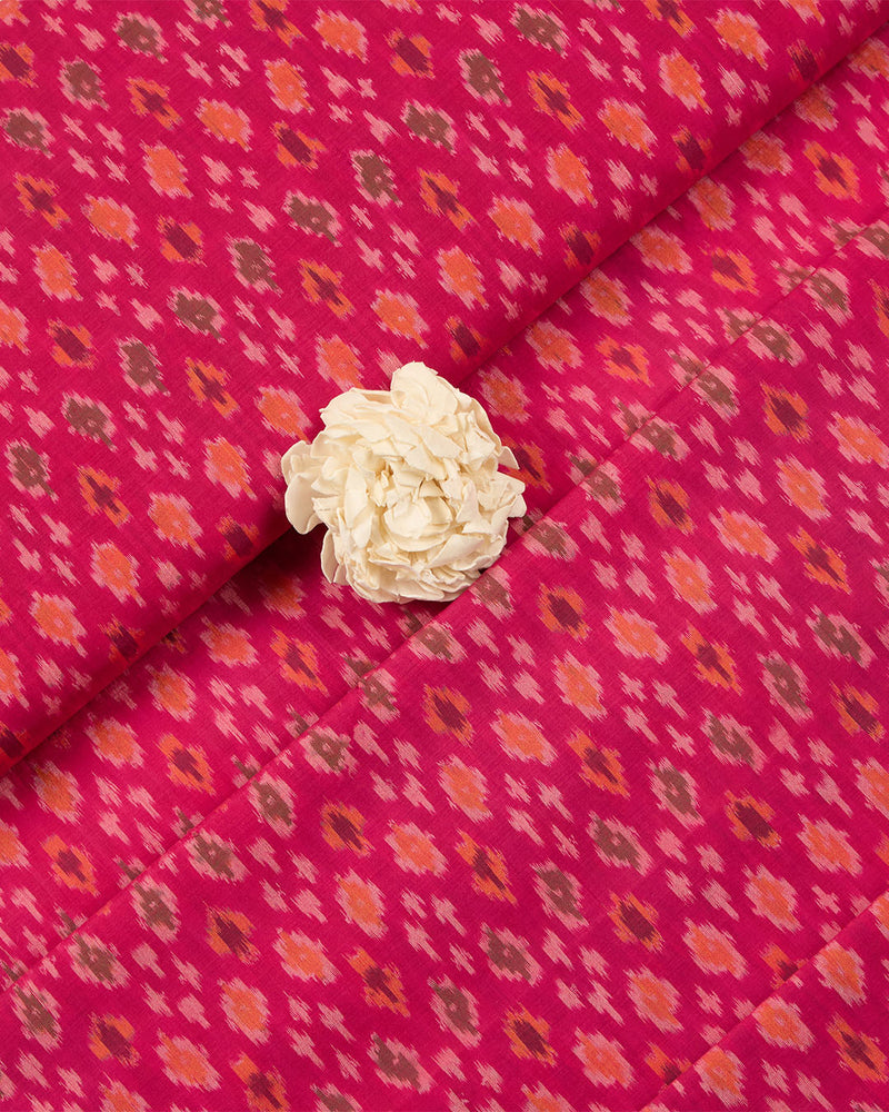 Hot Pink Cotton Silk Ikat Fabric