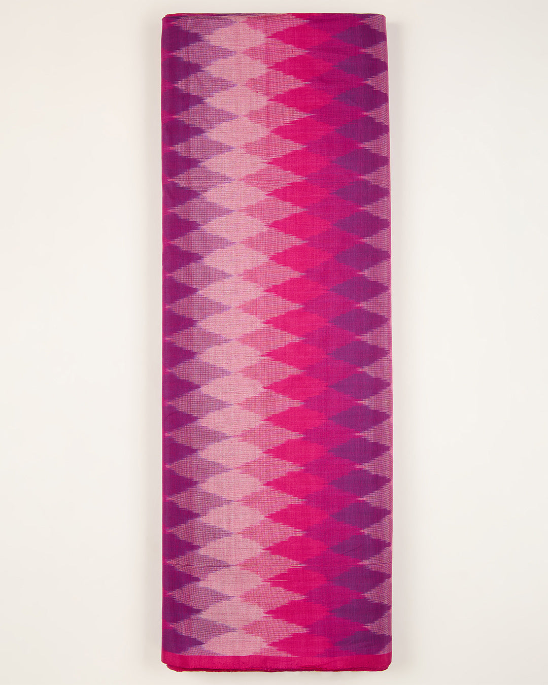 Hot Pink Cotton Silk Ikat Geometric Fabric