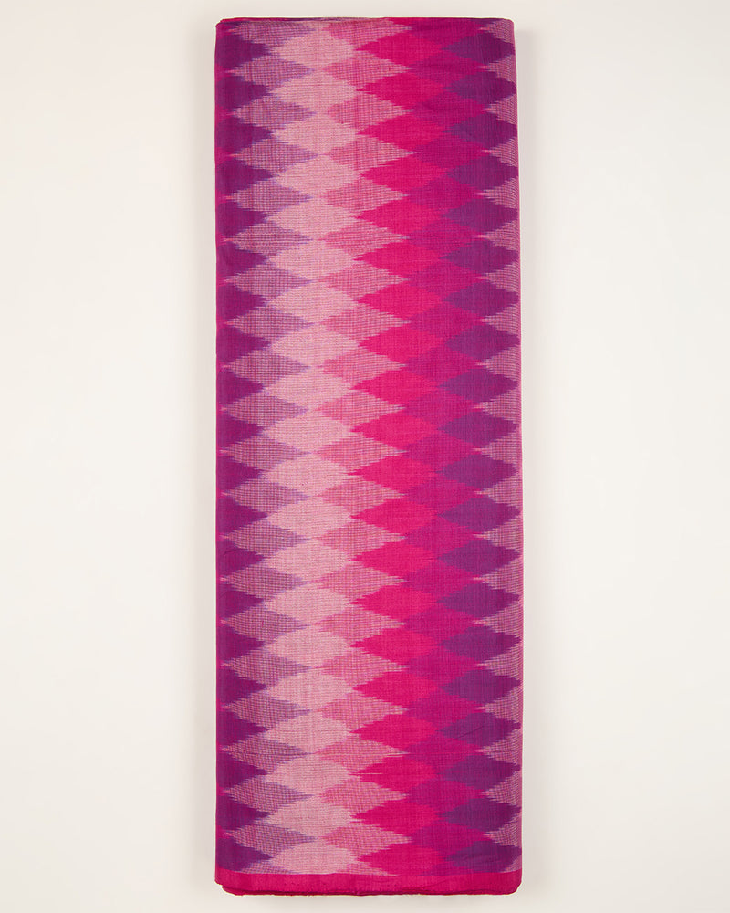 Hot Pink Cotton Silk Ikat Geometric Fabric