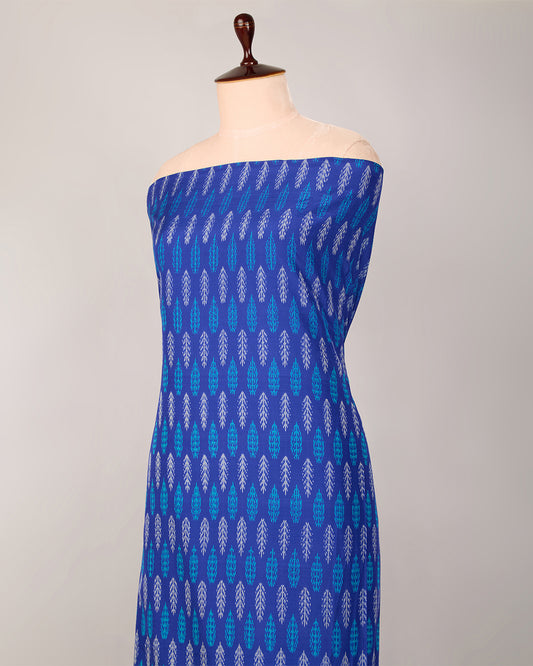 Imperial Blue Cotton Silk Ikat Fabric