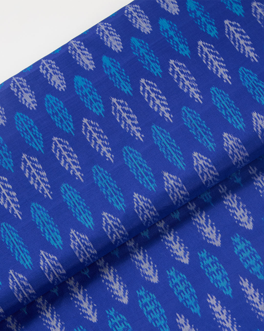 Imperial Blue Cotton Silk Ikat Fabric