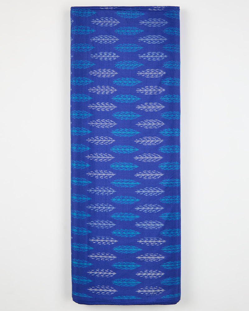 Imperial Blue Cotton Silk Ikat Fabric