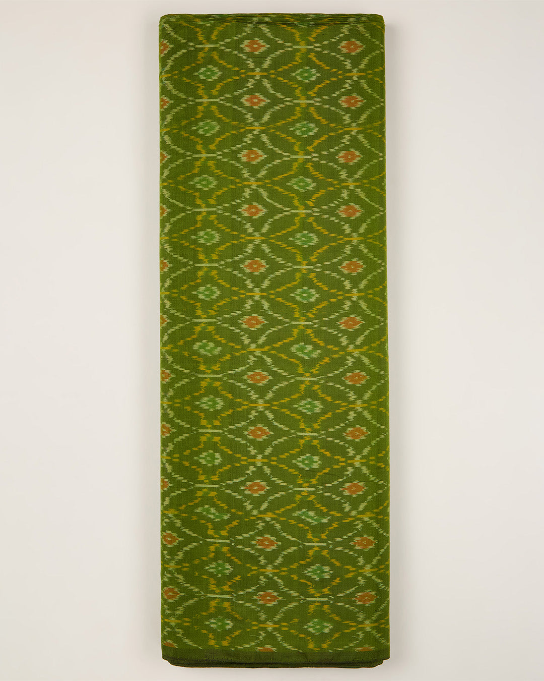 Lime Green Cotton Silk Ikat Fabric