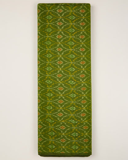 Lime Green Cotton Silk Ikat Fabric