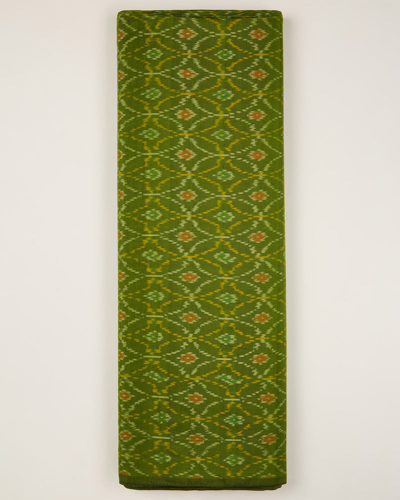 Lime Green Cotton Silk Ikat Fabric